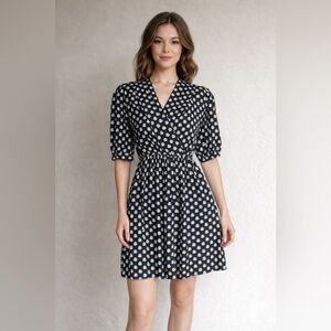 Anthropologie Built By Wendy Abstract Print Mini Length Black White Dress Sz XS